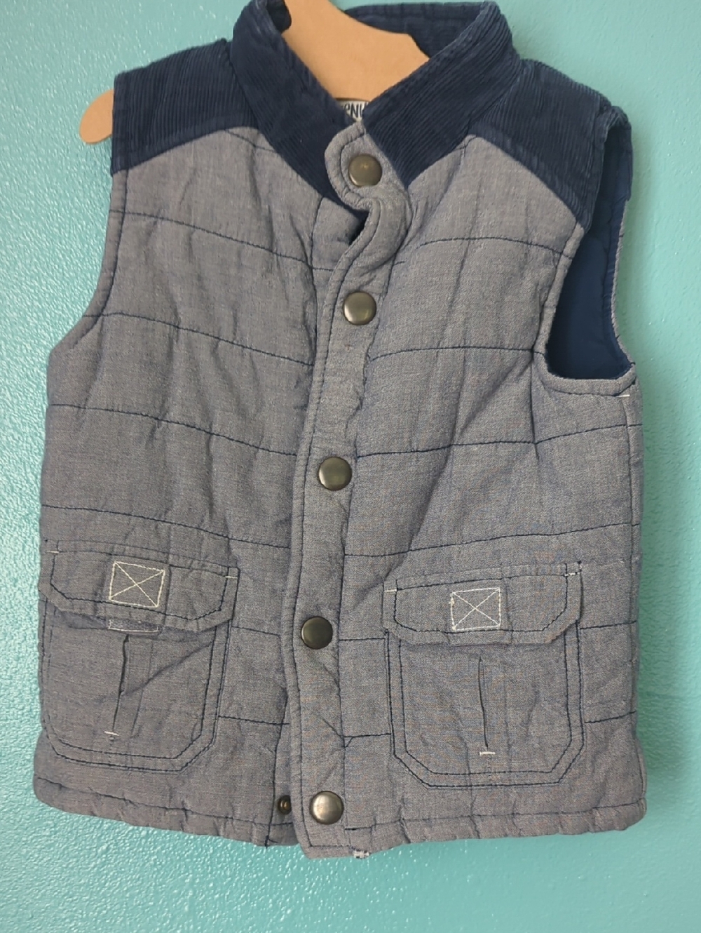 Children's Quilted Navy & Gray Vest - Unbranded